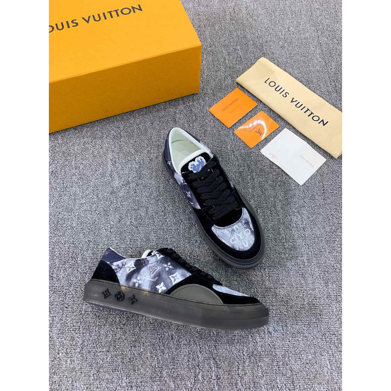 S*p*e x lv unisex lv ollie sneaker monogram canvas suede calf leather watercolor black