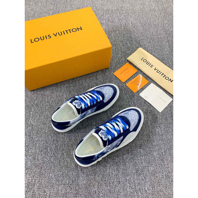 S*p*e x lv unisex lv ollie sneaker monogram canvas suede calf leather watercolor blue