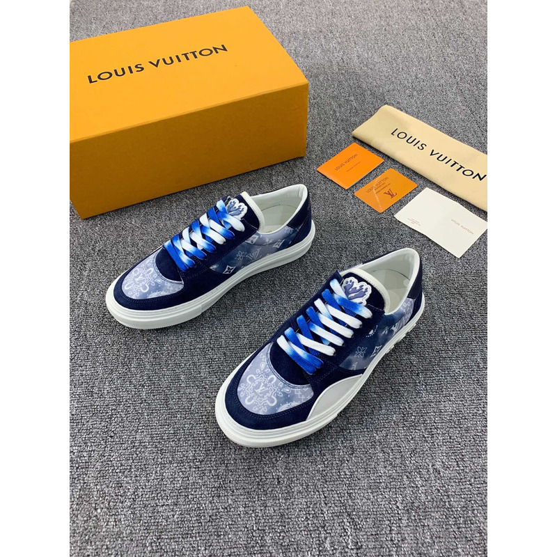 S*p*e x lv unisex lv ollie sneaker monogram canvas suede calf leather watercolor blue