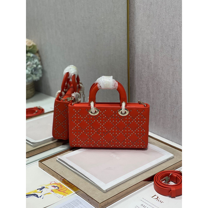 D*or lady d-joy bag beaded red 26*6*14cm