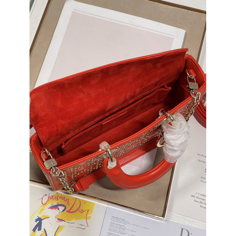 D*or lady d-joy bag beaded red 26*6*14cm