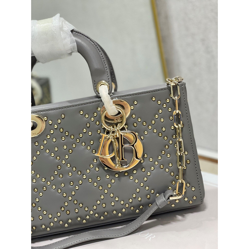 D*or lady d-joy bag beaded dark grey 26*6*14cm