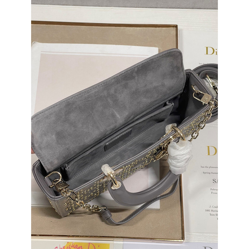 D*or lady d-joy bag beaded dark grey 26*6*14cm