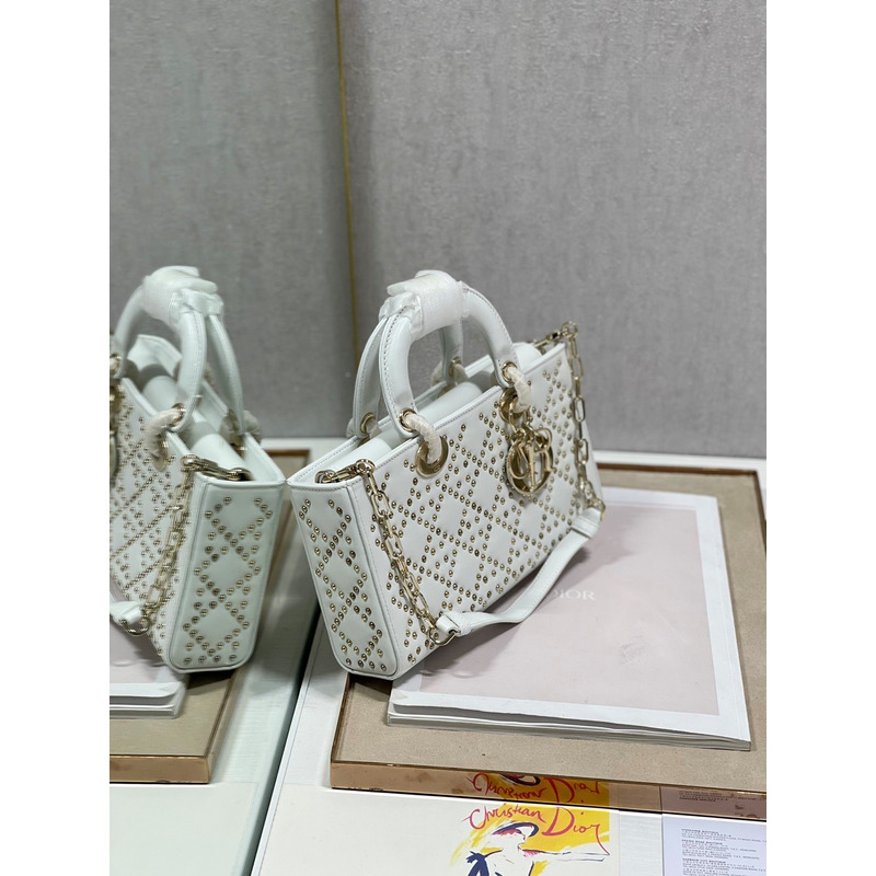 D*or lady d-joy bag beaded white 26*6*14cm