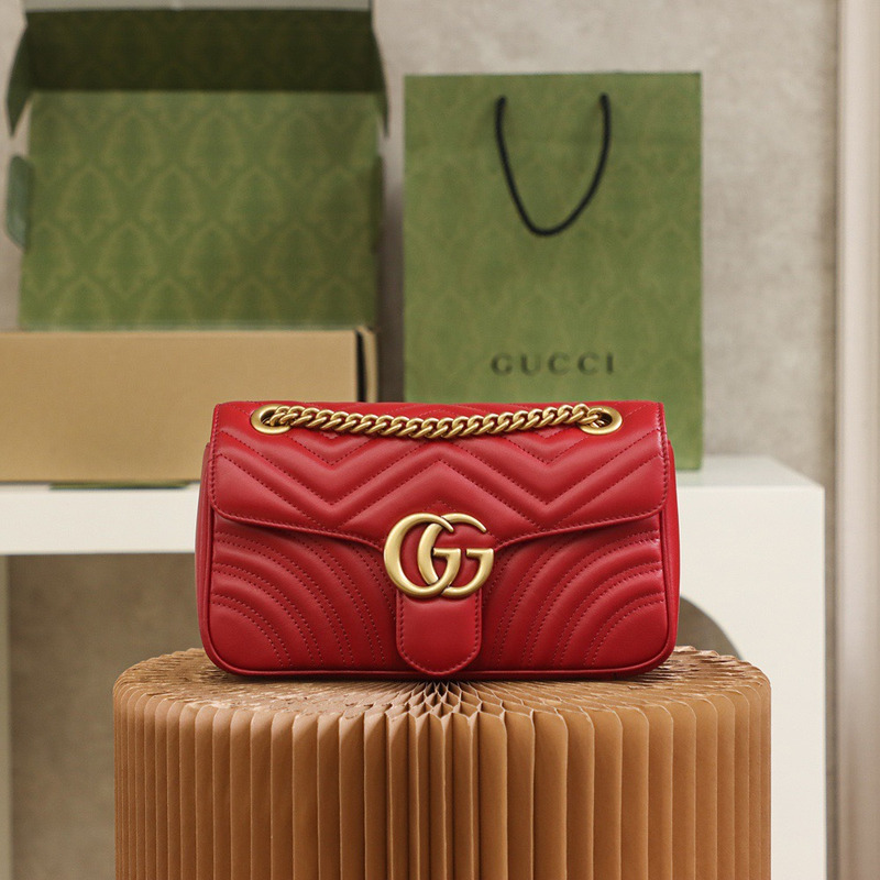 G*u*i gg marmont small matelasse bag hibiscus red