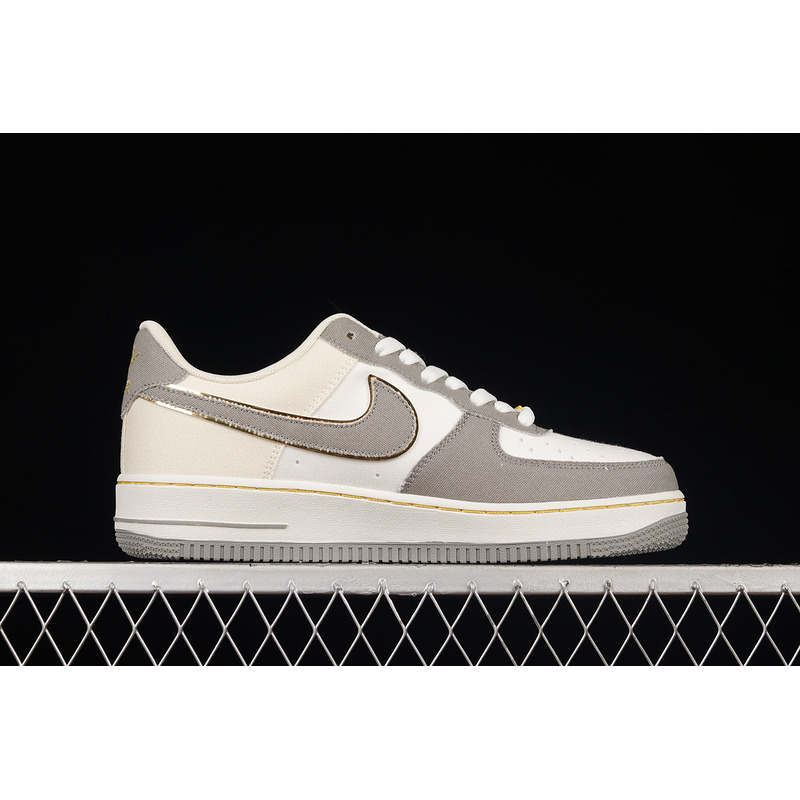 Nike Air Force 1 07 Low Grey Metallic Gold White 315122-666