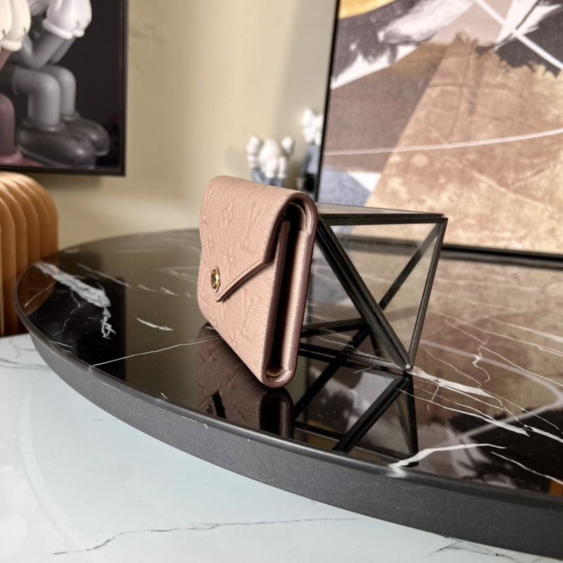 LV Embossed Zoe Short Wallet Leather Apricot