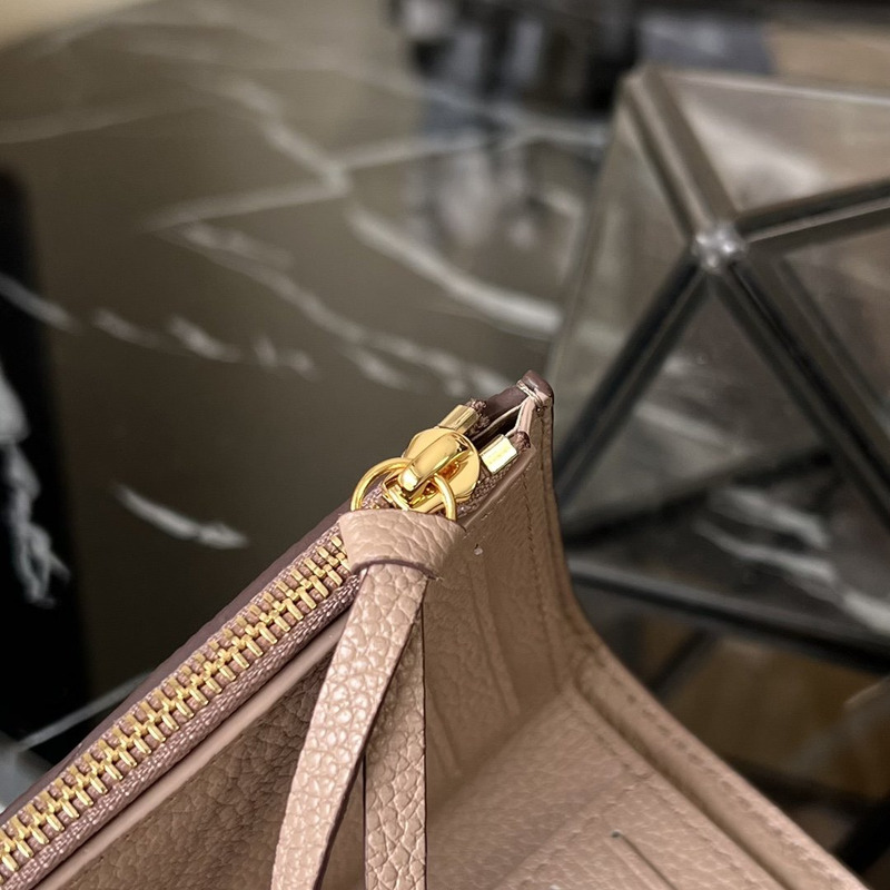 LV Embossed Zoe Short Wallet Leather Apricot