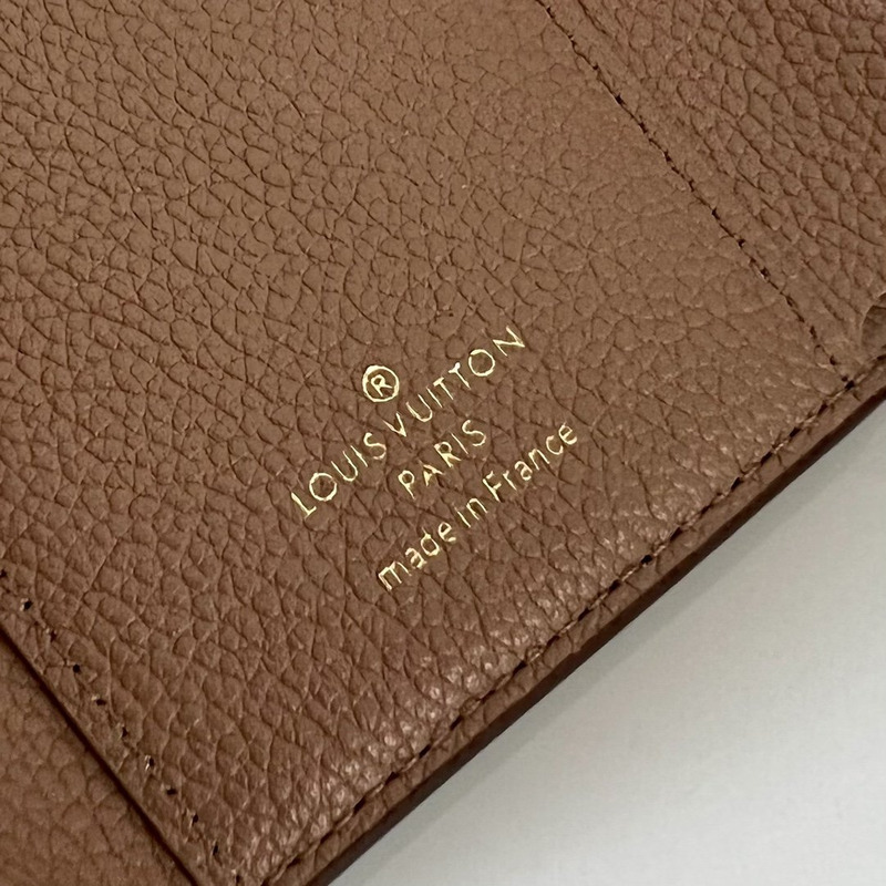 LV Embossed Zoe Short Wallet Leather Apricot