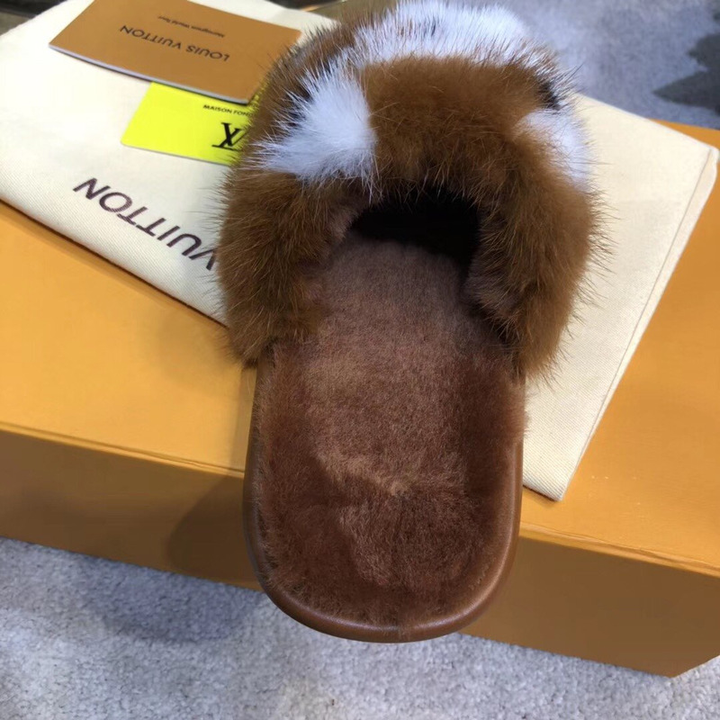 LV Homey Mink Flat Slippers Natural 1A5SZP