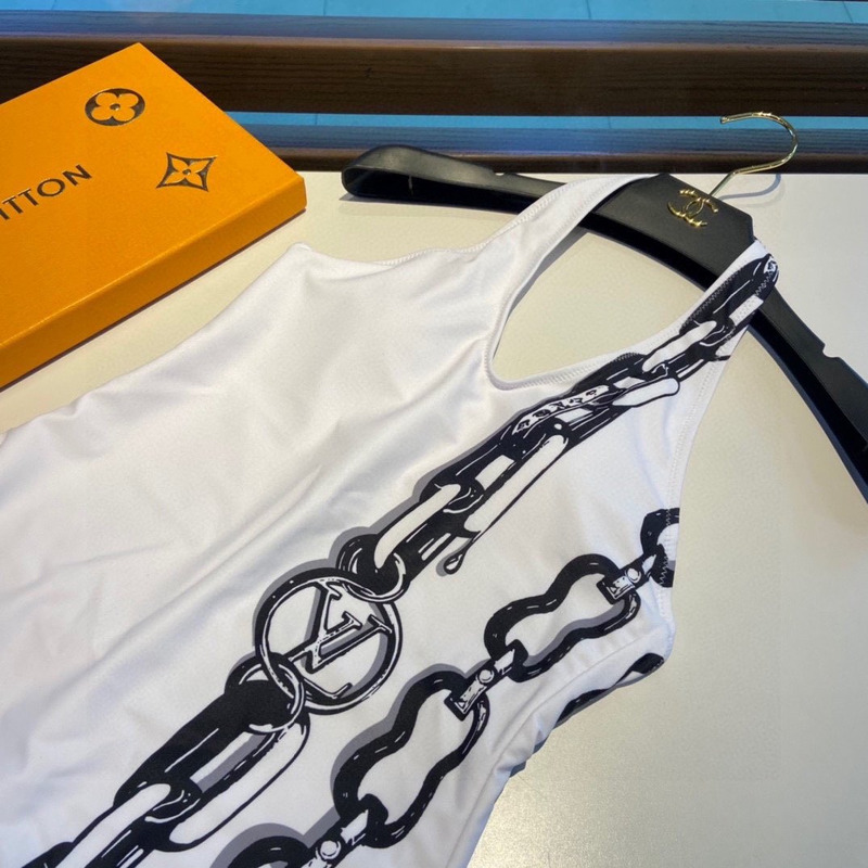 LV Chain Plain Logo Swimwear White