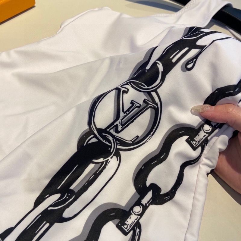 LV Chain Plain Logo Swimwear White