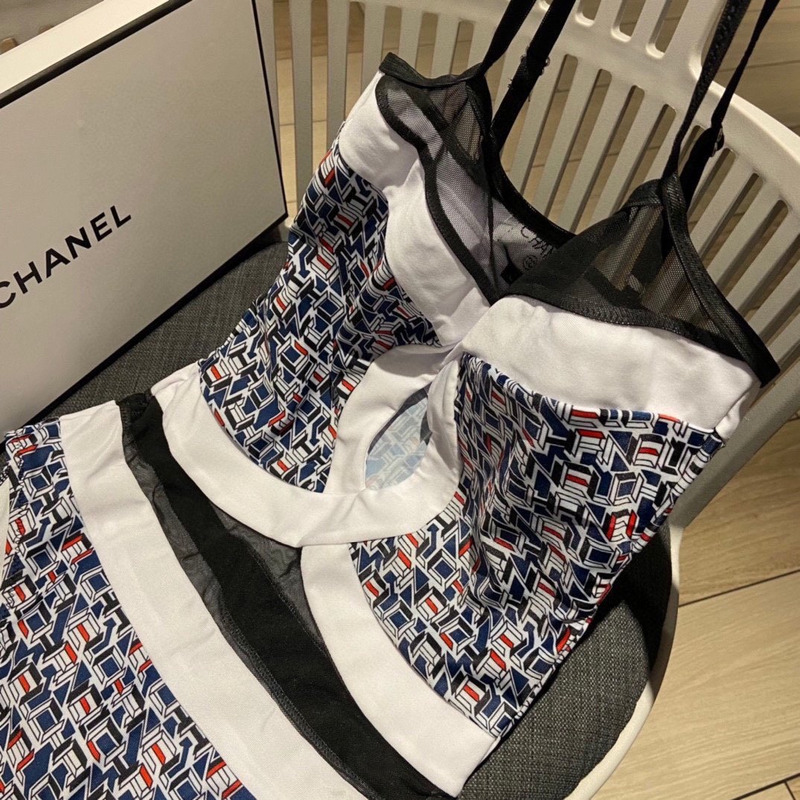 Ch*el logo swimsuit two piece