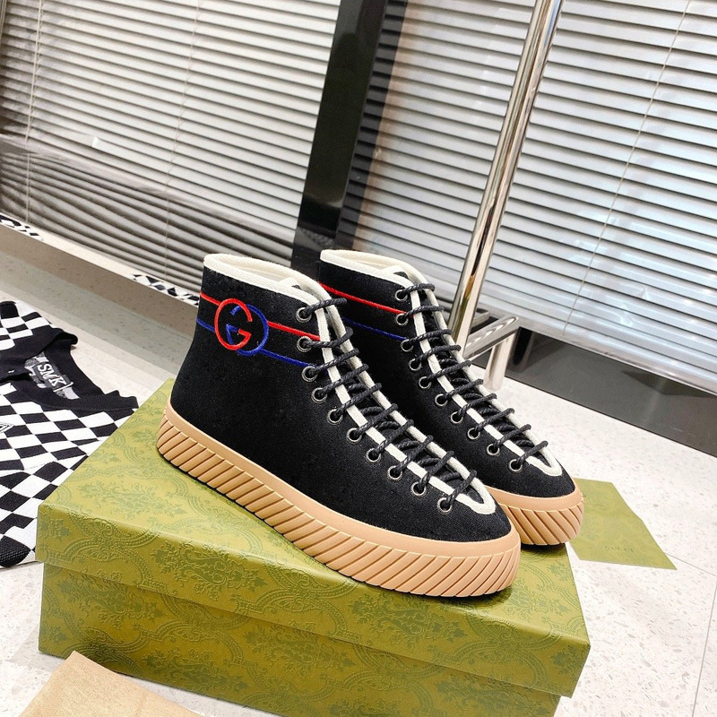 G*u*i men''s interlocking g high-top sneaker black