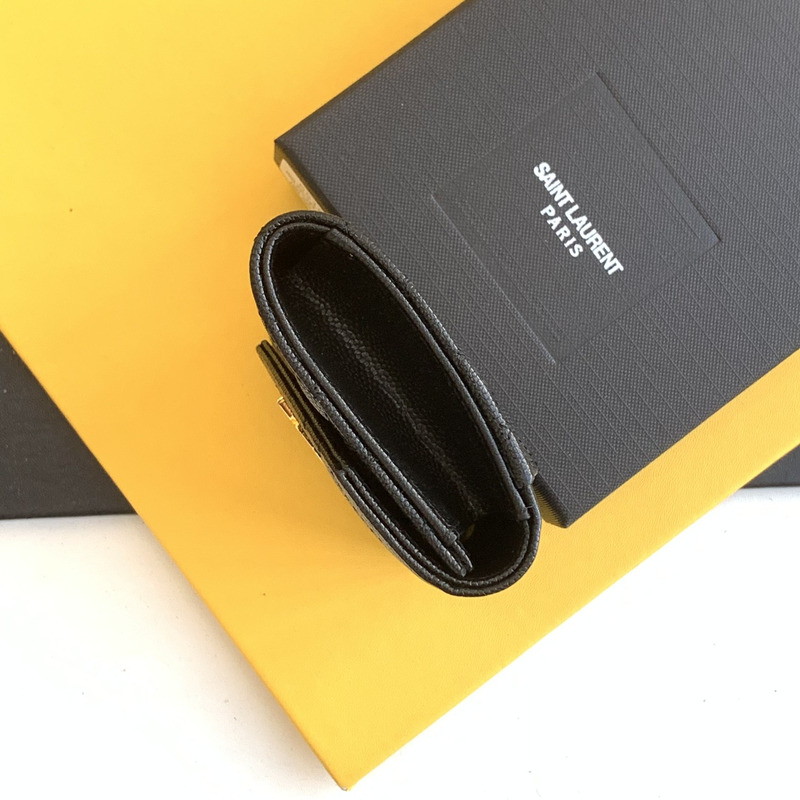 Saint Laurent Envelope Leather Wallet Black