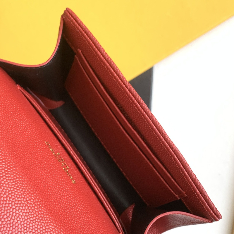 Saint Laurent Envelope Leather Wallet Burgundy