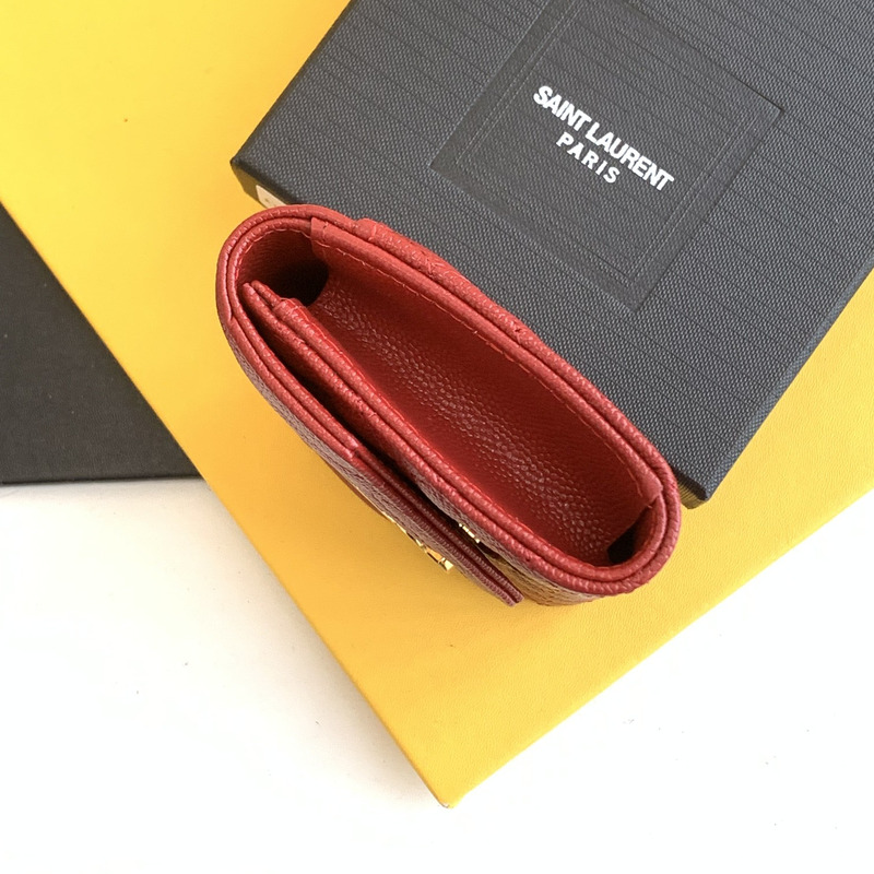 Saint Laurent Envelope Leather Wallet Burgundy