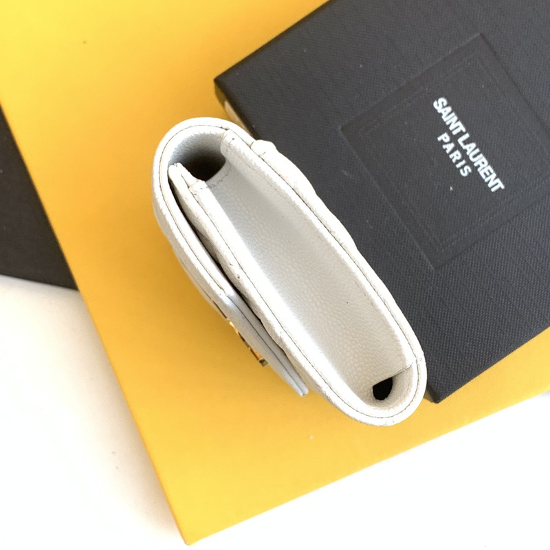 Saint Laurent Envelope Leather Wallet White