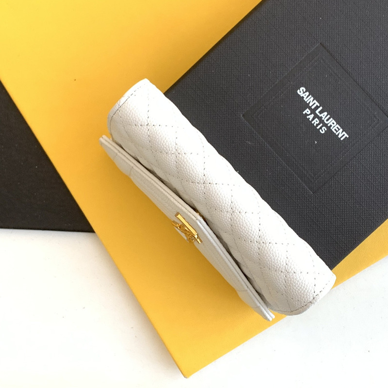 Saint Laurent Envelope Leather Wallet White