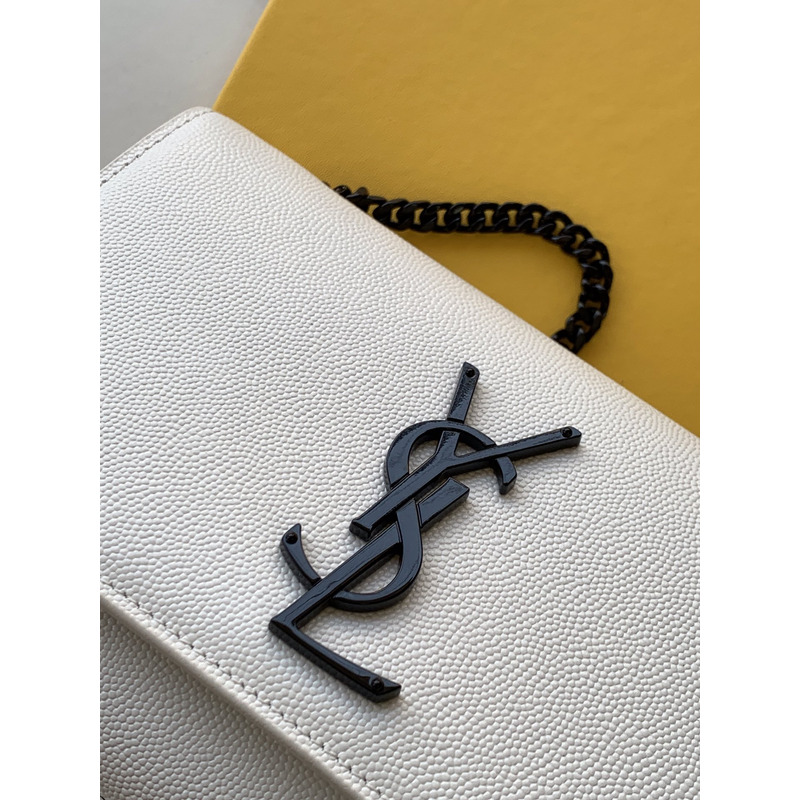 Saint Laurent Saint Laurent Kate Small Chain Bag In Grain De Poudre Leather White