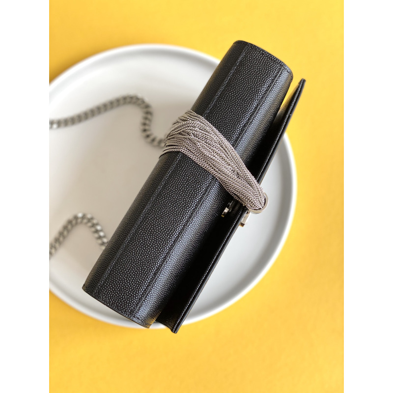 Saint Laurent Saint Laurent Kate Small Chain Bag In Grain De Poudre Leather Black