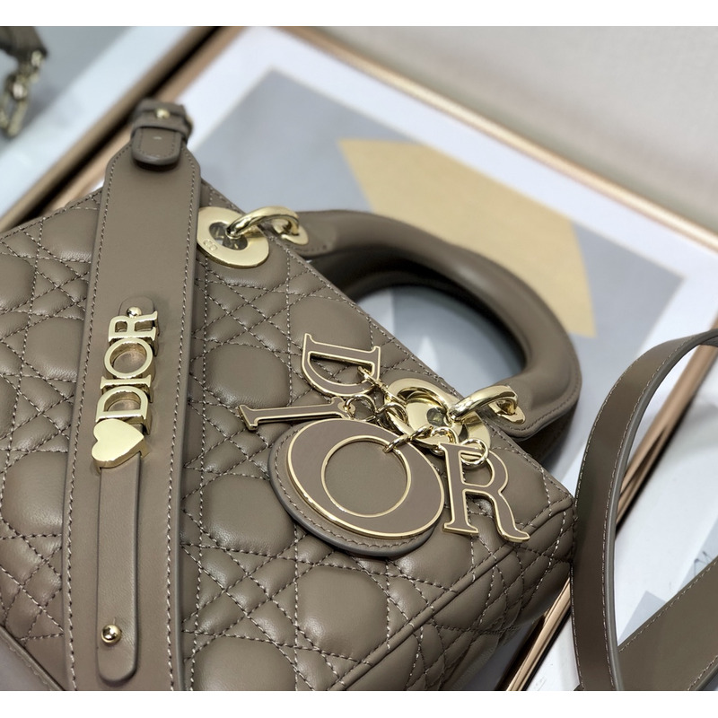D*or medium lady D*or bag brown