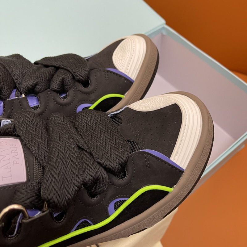 LANVIN Curb Chunky Leather Sneakers Black