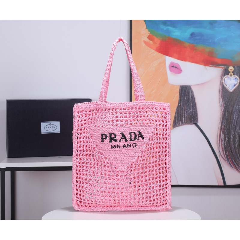 Pra*a raffia tote bag petal pink