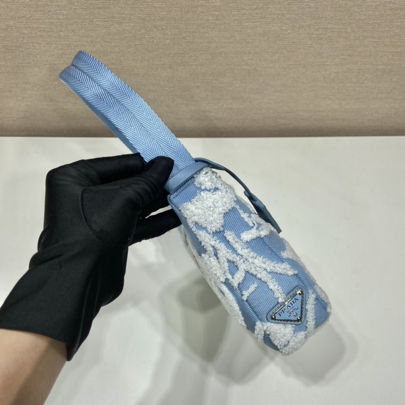 Pra*a re-edition 2000 embroidered drill mini bag sky blue