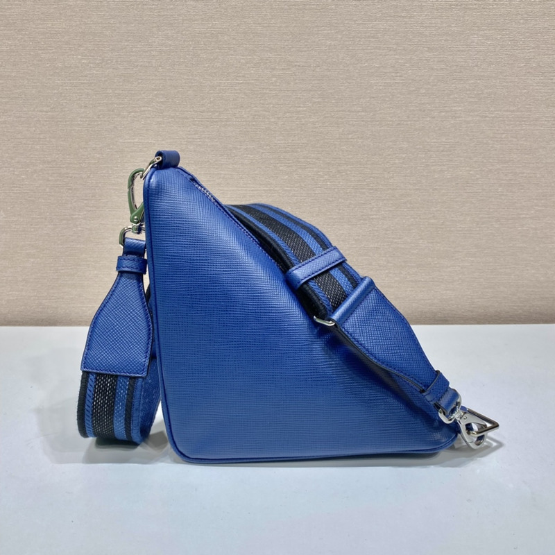 Pra*a triangle leather pouch in blue