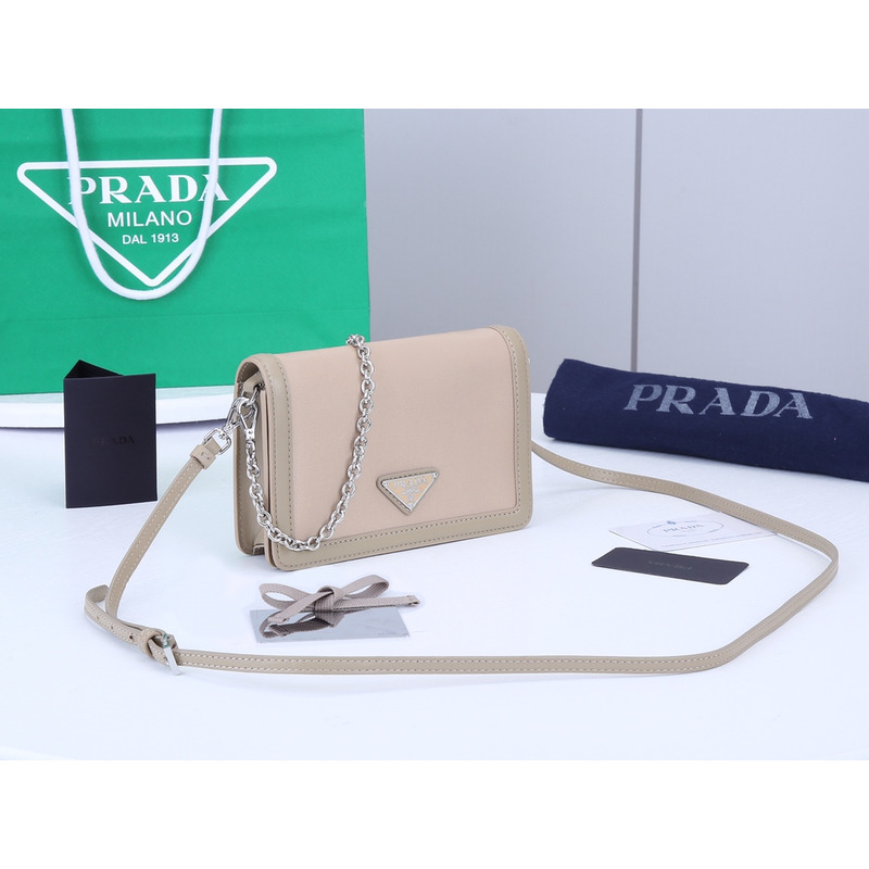 Pra*a brushed leather shoulder bag in pink