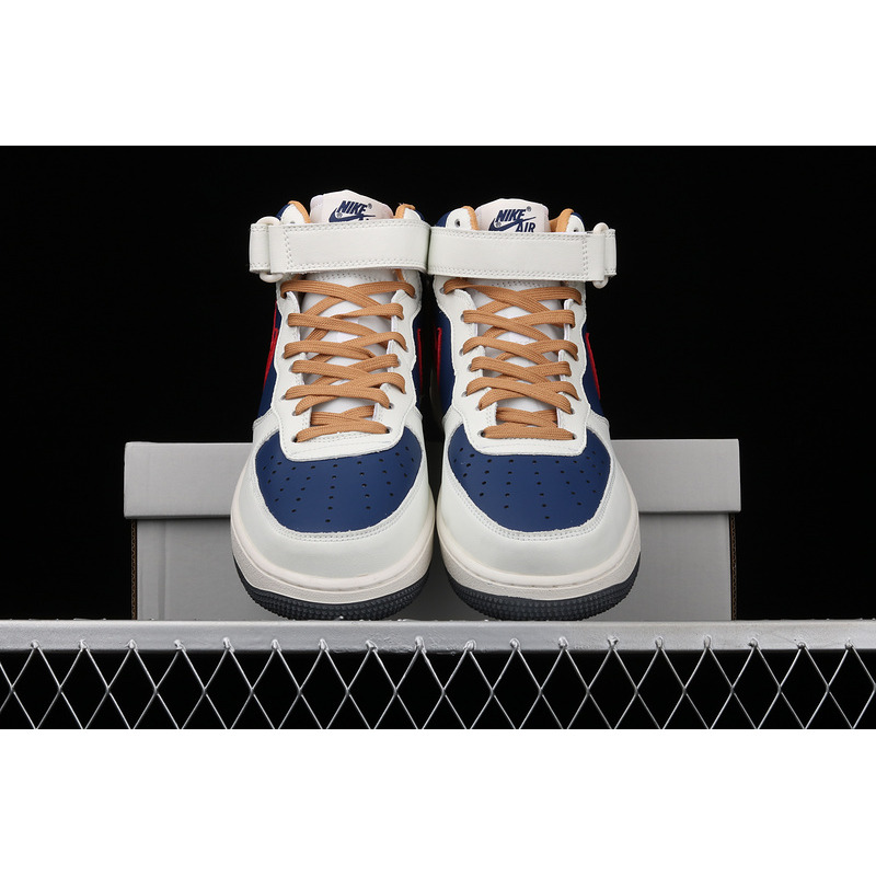 Nike Air Force 1 07 Mid Beige Dark Blue University Red