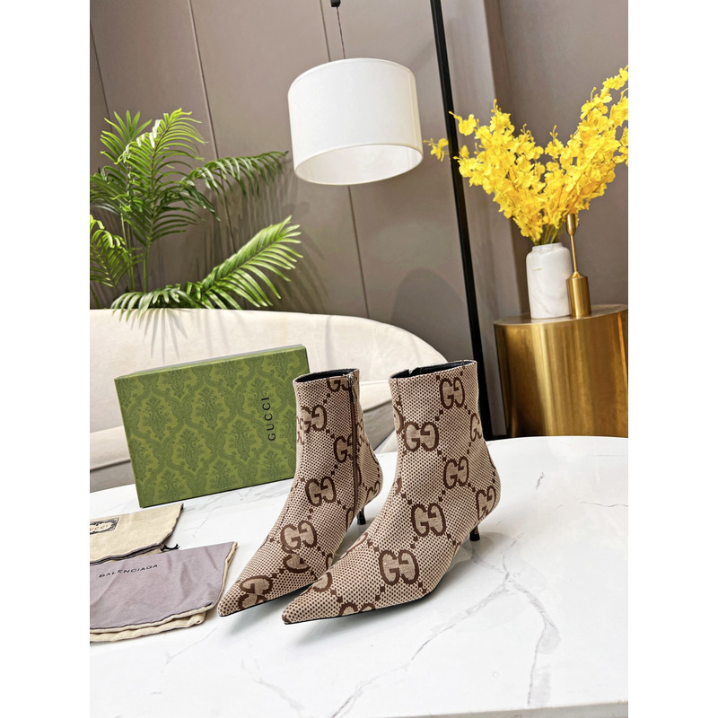 g*u*i x Ba*len*cia*ga collaboration ankle boots in brown