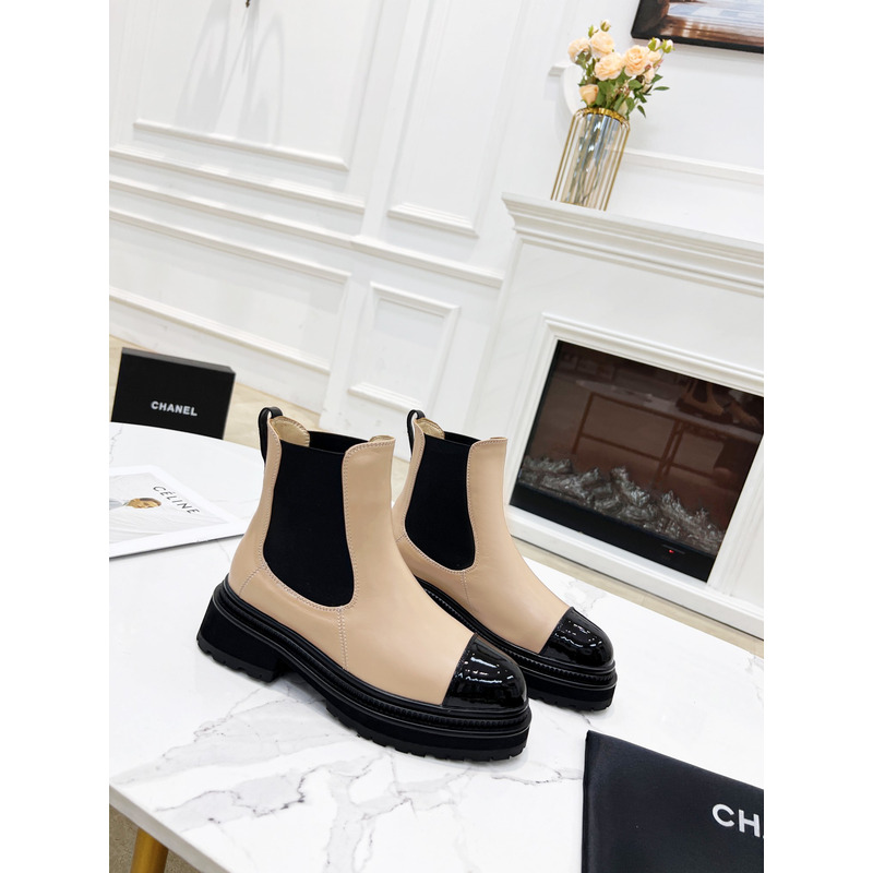 Ch*el chelsea boots in black& brown