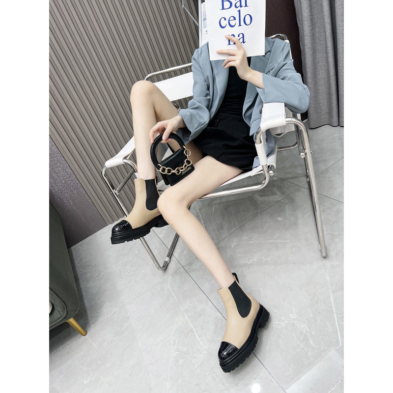 Ch*el chelsea boots in black& brown