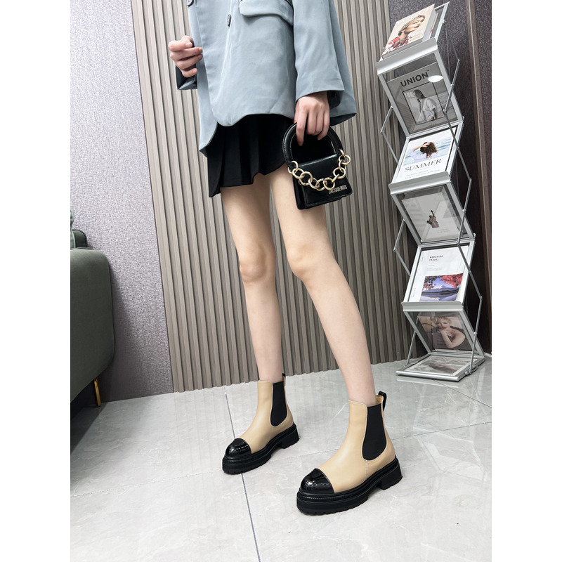 Ch*el chelsea boots in black& brown