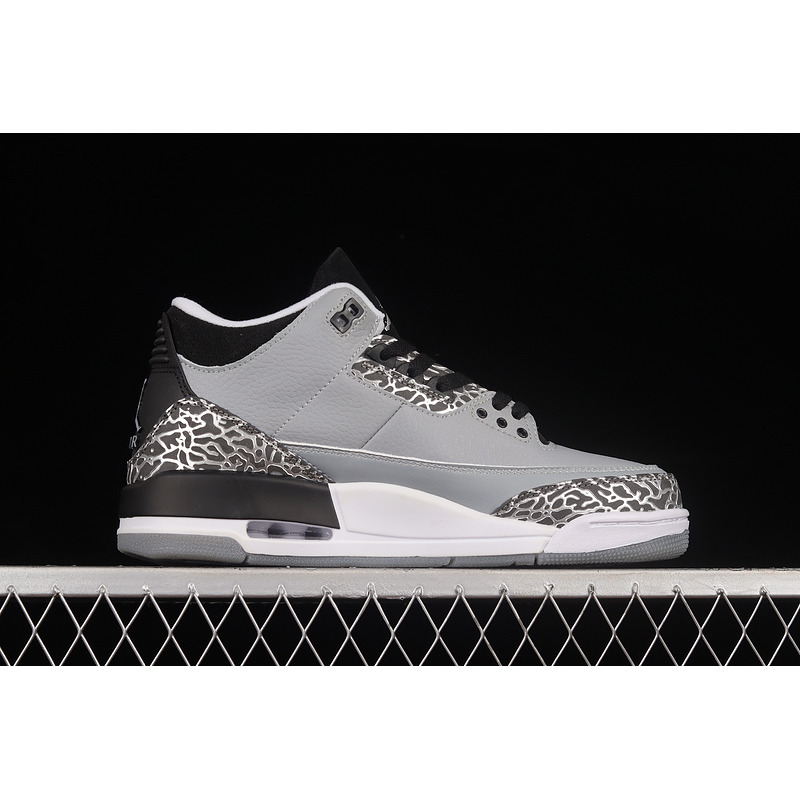 Air Jordan 3 Wolf Grey Sneakers Black and Grey
