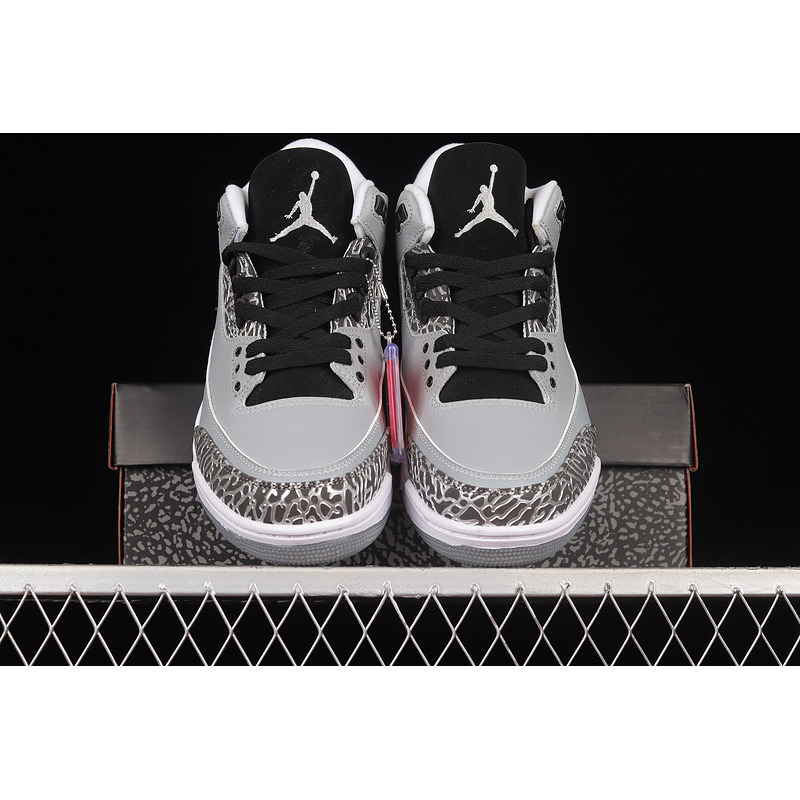 Air Jordan 3 Wolf Grey Sneakers Black and Grey