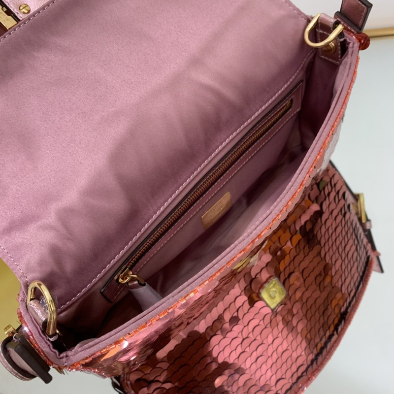 F**di baguette fuchsia sequinned bag