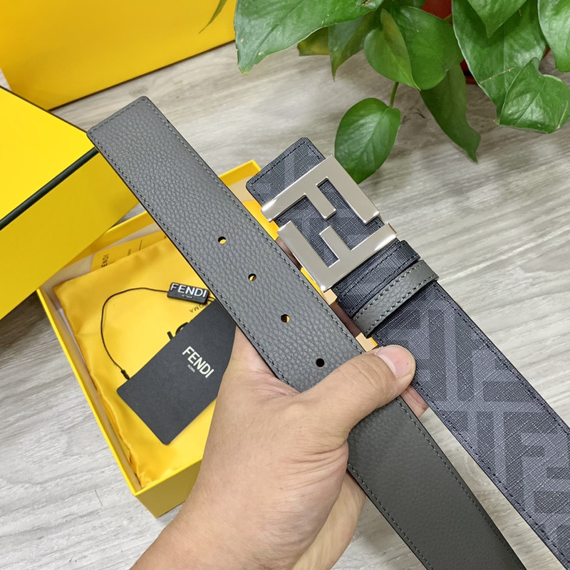 F**di squared ff belt grey leather belt sliver