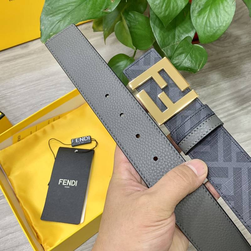 F**di squared ff belt grey leather belt gold