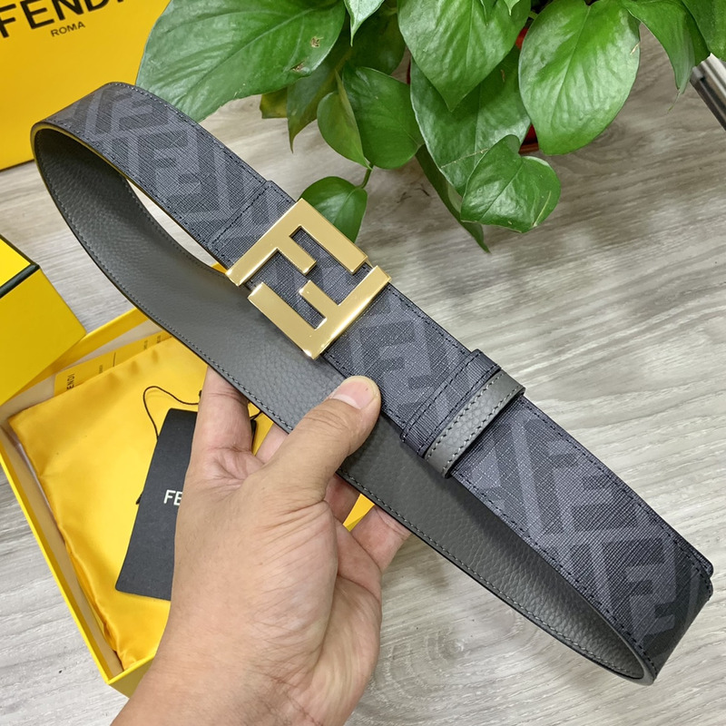 F**di squared ff belt grey leather belt gold