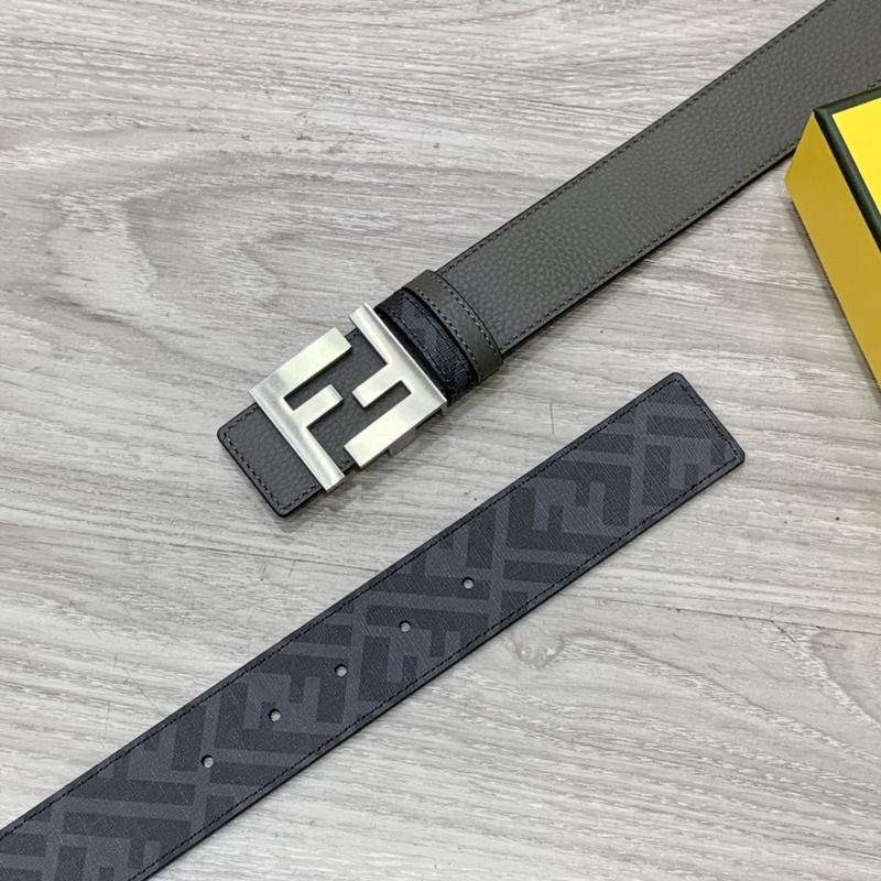 F**di squared ff belt grey leather belt white
