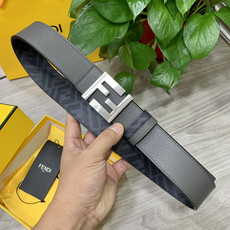 F**di squared ff belt grey leather belt white