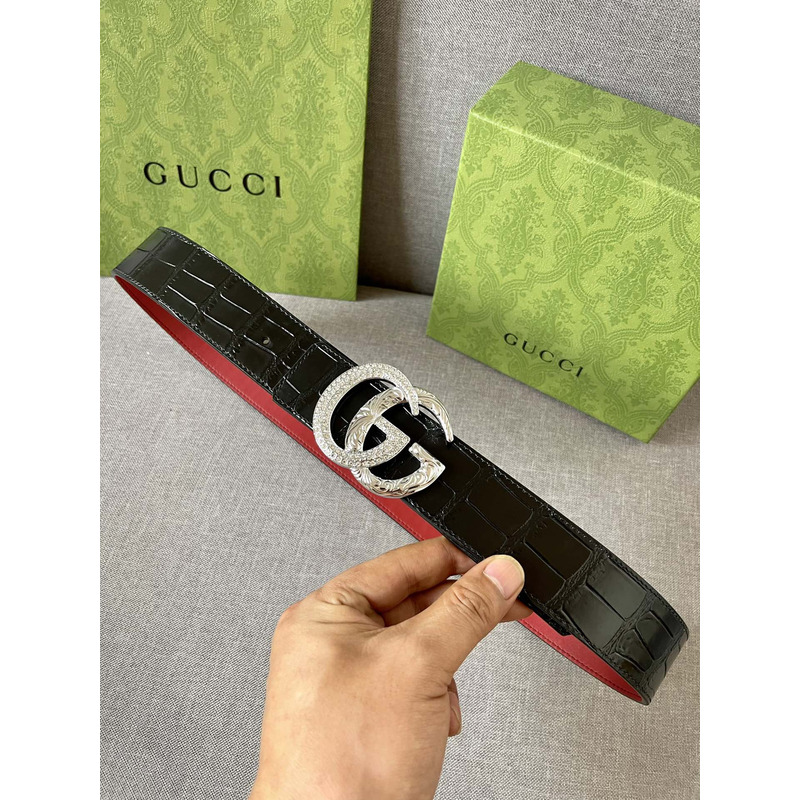 g*u*i double g silver Di*m*nd leather belt