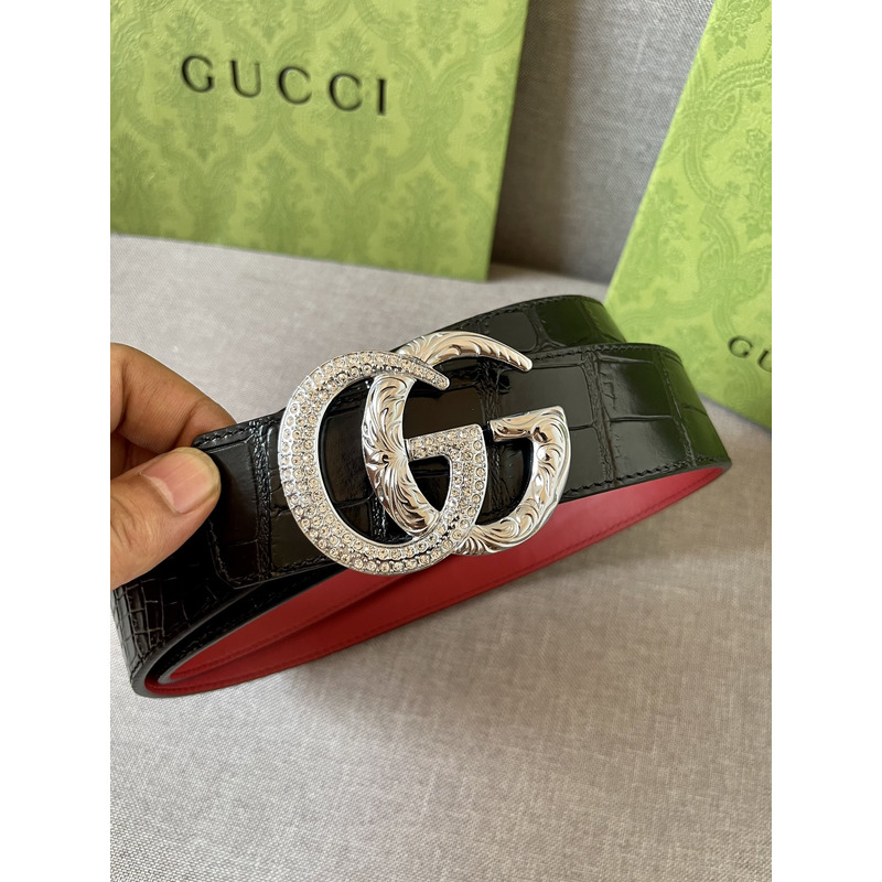 g*u*i double g silver Di*m*nd leather belt
