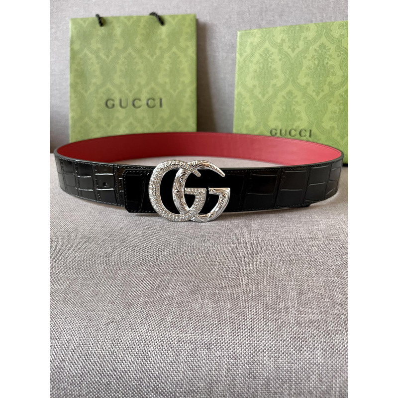 g*u*i double g silver Di*m*nd leather belt