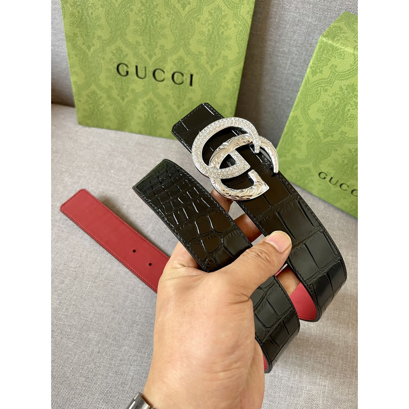 g*u*i double g silver Di*m*nd leather belt