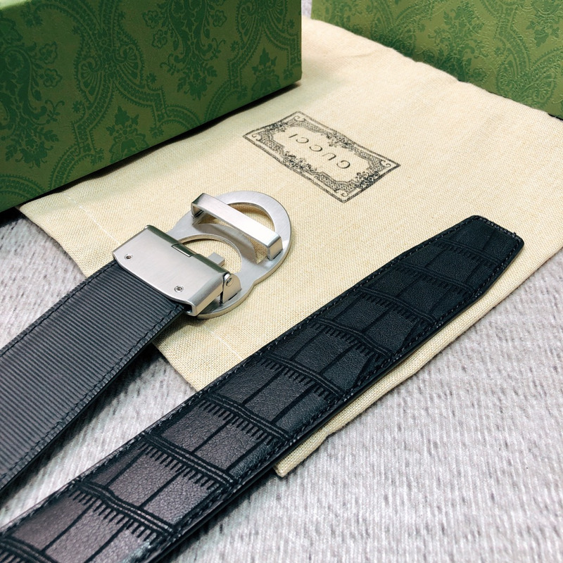 G*u*i silver double g leather belt