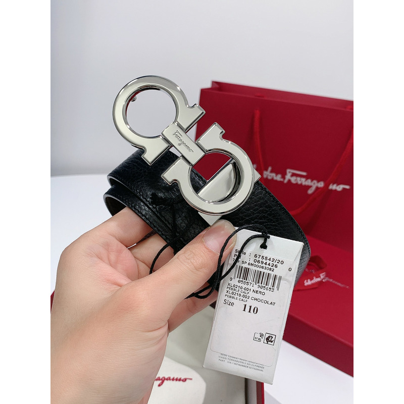 Ferragamo Adjustable Gancini Belt Silver